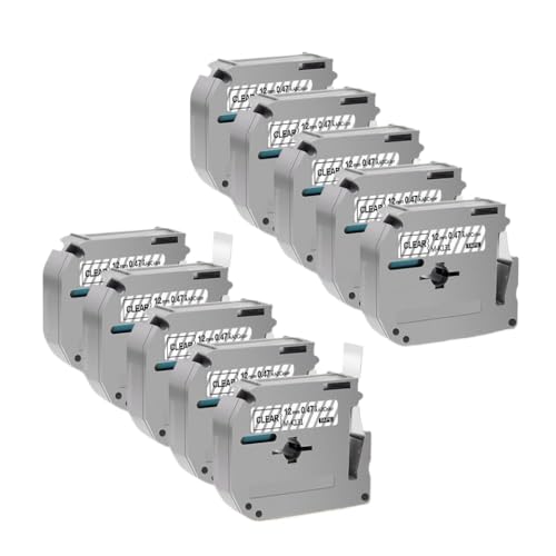 EHxCUF 10pk MK-231 kompatibles Etikettband Schwarz auf Weiß 12mm Arbeiten mit MK231 MK 131 PT-70 Label Maker Patrone(10PK Black on Clear) von EHxCUF