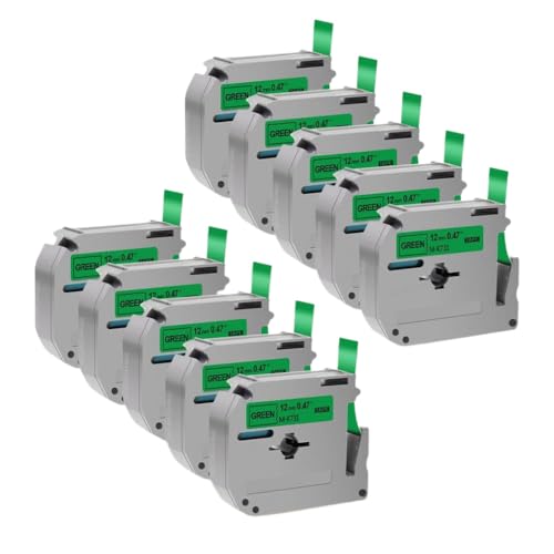 EHxCUF 10pk MK-231 kompatibles Etikettband Schwarz auf Weiß 12mm Arbeiten mit MK231 MK 131 PT-70 Label Maker Patrone(10PK Black on Green) von EHxCUF