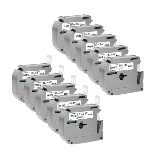 EHxCUF 10pk MK-231 kompatibles Etikettband Schwarz auf Weiß 12mm Arbeiten mit MK231 MK 131 PT-70 Label Maker Patrone(10PK Black on White) von EHxCUF