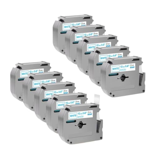 EHxCUF 10pk MK-231 kompatibles Etikettband Schwarz auf Weiß 12mm Arbeiten mit MK231 MK 131 PT-70 Label Maker Patrone(10PK Blue on White) von EHxCUF
