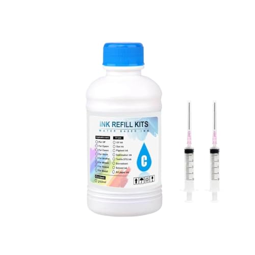 EHxCUF 250 ml Nachfüllfarbstoff -Tinte kompatibel mit Drucker- und Tintenpatronen Kompatibel mit 301 302 304 305 845 846 445 446 815 816 Modelle(1pc-Cyan) von EHxCUF