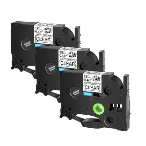 EHxCUF 3-10pcs 6 9 12 18 24-mm-Bänder kompatibel mit TZ TZE-S231 TZ-S231 Klebstoffbeetik(3PK Black on Clear) von EHxCUF