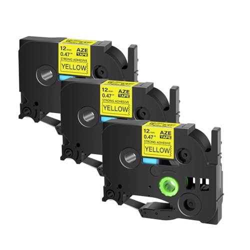 EHxCUF 3-10pcs 6 9 12 18 24-mm-Bänder kompatibel mit TZ TZE-S231 TZ-S231 Klebstoffbeetik(3PK Black on Yellow) von EHxCUF