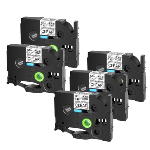 EHxCUF 3-10pcs 6 9 12 18 24-mm-Bänder kompatibel mit TZ TZE-S231 TZ-S231 Klebstoffbeetik(5PK Black on Clear) von EHxCUF