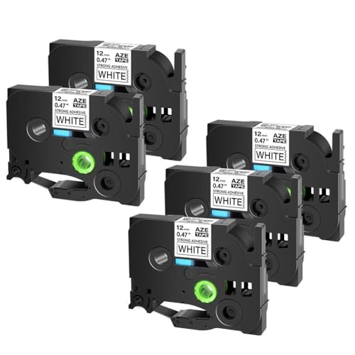 EHxCUF 3-10pcs 6 9 12 18 24-mm-Bänder kompatibel mit TZ TZE-S231 TZ-S231 Klebstoffbeetik(5PK Black on White) von EHxCUF