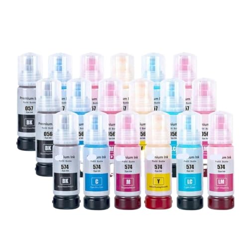EHxCUF Kompatible Flaschen nachfüllten Farbstofftinte auf Wasserbasis 056 057 107 108 574 Kompatibel mit L8050 L8058 L18050 L18058 ET-18100 Drucker Arbeiten mit ähnlichen Modellen(1SET 108) von EHxCUF