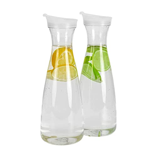 EIAOSI 2 StüCke 0.6L Kunststoff Wasser Karaffen mit WeißEn Flip Tab Deckeln - Lebensmittelechte und Recycelbare Bruchsichere KrüGe - Saftglas von EIAOSI