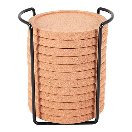 EIAOSI Kork Untersetzer mit Lippe für SaugfäHige, Dicke, Rustikale Untertasse mit Hitze- und Wasser BestäNdigem Halter Wieder Verwendbare Runde Untersetzer für Bar Glas Becher Tische von EIAOSI