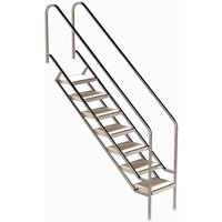 Eichenwald Pooltreppe Modell 08.1 Miami Beckentiefe 1799mm Ausladung 1838mm 7 Edelstahl Waffelblech-Stufen von EICHENWALD IDEAL EDELSTAHL