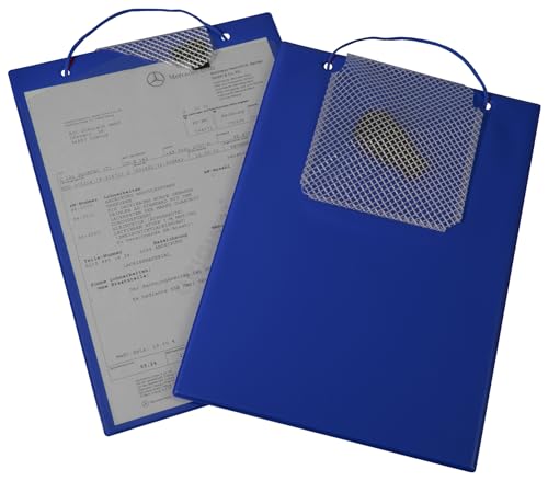 10x Auftragstasche DIN A4 mit Klarsichttasche und Schlüsselfach (blau) von Eichner