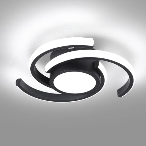 EIDEARAY LED Deckenlampe, 32W Modern, Deckenleuchte Aus Aluminium Schwarz für Wohnzimmer Schlafzimmer Flur Küche Balkon, Durchmesser 28cm von EIDEARAY