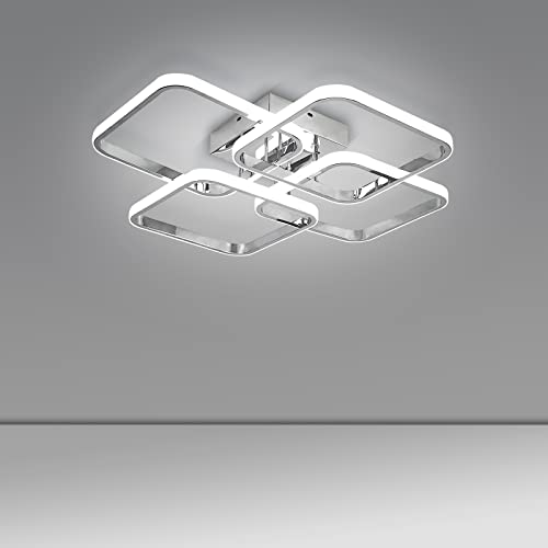EIDEARAY LED Deckenleuchte Dimmbar,Verchromt mit Fernbedienung Deckenlampe 48W Geometrisch Multifunktional Deckenbeleuchtung für für Lampe Wohnzimmer, Schlafzimmer, Küchenlampe, Esszimmer von EIDEARAY