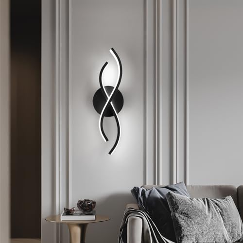 EIDEARAY Wandleuchte LED Innen Moderne, 16W Modern LED Wandlampe 6500K, Schwarz Krumm Kreative Wandbeleuchtung aus für Flur,Wohnzimmer, Schlafzimmer, Treppenhaus 40CM von EIDEARAY