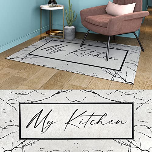 EIDEMED Küchenteppich 40x90cm Waschbar rutschfest Küchenvorleger Einfach zu Säubern Modernes Design für Kitchen Floor Runner Rug, D, 23102 von EIDEMED