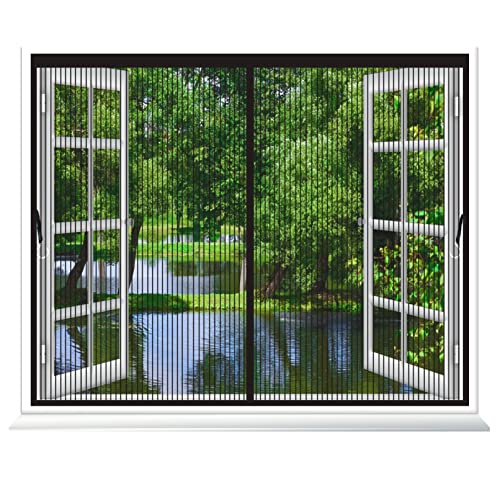 Fliegengitter Fenster 90 x 140 cm Insektenschutz Magnet Vorhang Insektenschutz Fenster Netz Auto Schließen Pet Friendly für Balkontür Wohnzimmer Patio, Schwarz von EIDEMED