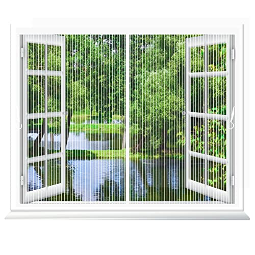 Fliegenschutzgitter für Fenster 140 x 150 cm Insektenschutz Magnet Vorhang Seilvorhang Fliegen Netz Auto Schließen Pet Friendly für Balkontür Wohnzimmer Patio, Weiß von EIDEMED