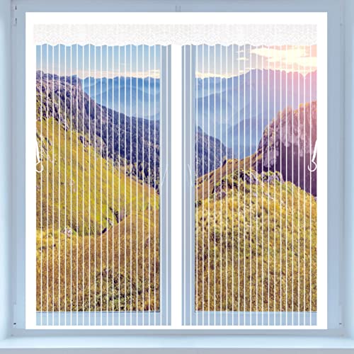 Fliegenschutzgitter für Fenster 80 x 105 cm Insektenschutz Fliegenvorhang Fliegengitter Fenster Magnet Extra Stark Moskitoschutz für Balkontür Wohnzimmer Patio, Weiß A von EIDEMED