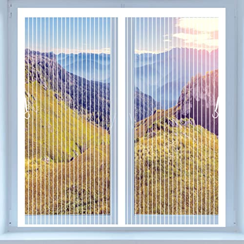 Fliegenschutzgitter für Fenster 95 x 140 cm Insektenschutz Vorhang Magnetisches Moskitonetz mit Haken mit Klettband für Terrassentür Wohnzimmer Tür, Weiß von EIDEMED