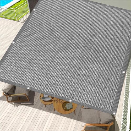 Schattentuch mit Ösen 3 x 8.5 m Atmungsaktiv Balkon Sichtschutz HDPE Gewebe, Wasserdurchlässig für Garten Balkon Terrasse Outdoor, Hellgrau von EIDEMED