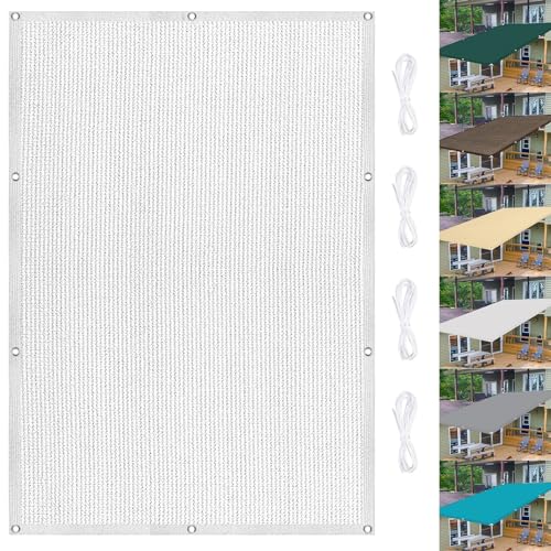 Schattiernetz 1.2 x 3.5 m Atmungsaktiv Balkon Sichtschutz Ohne Bohren,Mit Ösen Und Kordel für Garten Balkon Terrasse Outdoor, Weiß von EIDEMED
