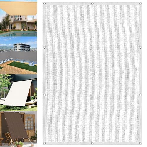 Schattiernetz mit Ösen 1.5 x 1.5 m Rechteckig Balkon Sichtschutz HDPE Gewebe, Wasserdurchlässig für Pergola Gewächshaus Hühnerstall, Weiß von EIDEMED