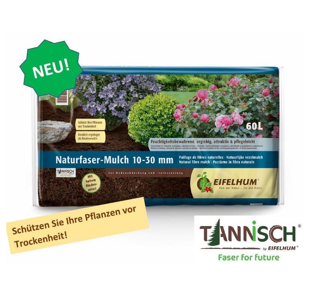 EIFELHUM Rindenmulch Naturfaser-Mulch 10-30 mm 60l Gartenmulch Qualitätsrindenmulch, 60 l von EIFELHUM