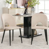 2er-Set Samtstühle – Verstellbare Metallbeine – Gepolsterte Rückenlehne – Metallgestell – Esszimmerstuhl/Chaiselongue – Beige 2er-Set Samtstühle – Verstellbare Metallbeine – Gepolsterte Rückenlehne – Metallgestell – Esszimmerstuhl/Chaiselongue – Beige von EIFSON