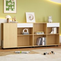 Buffet 222 cm – mit Regalen – offenen Fächern – Hohlkammerschrank – Rollen – frei kombinierbar – MDF + Spanplatte – Eichenoptik Buffet 222 cm – mit Regalen – offenen Fächern – Hohlkammerschrank – Rollen – frei kombinierbar – MDF + Spanplatte – Eichenoptik von EIFSON