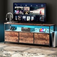 Eifson - TV-Schrank 108 cm, mit drei Schubladen in Tigerfelloptik, einstellbarer LED-Beleuchtung, Oberseite in Tigerfelloptik, Spanplatte, von EIFSON