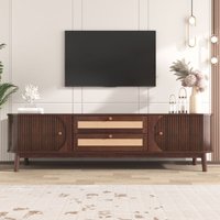 Eifson - TV-Schrank 170 cm mit zwei Holztüren und zwei Schubladen, Rattan-Dekor, Massivholzgriffe, rustikaler Stil, geeignet für Wohnzimmer oder Eifson - TV-Schrank 170 cm mit zwei Holztüren und zwei Schubladen, Rattan-Dekor, Massivholzgriffe, rustikaler Stil, geeignet für Wohnzimmer oder von EIFSON