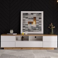 Eifson - TV-Schrank 180 cm, mit fünf Türen, zwei offenen Trennwänden, schlichtes modernes Design, Holzimitat 180x38x46 cm, geeignet für Wohnzimmer Eifson - TV-Schrank 180 cm, mit fünf Türen, zwei offenen Trennwänden, schlichtes modernes Design, Holzimitat 180x38x46 cm, geeignet für Wohnzimmer von EIFSON