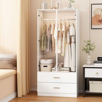 Kleiderschrank 80x50x127 cm mit 2 Türen – Mit Schubladen und Kleiderstange – Glasfront – LED-Beleuchtung mit automatischer Sensorsteuerung – Weiß Kleiderschrank 80x50x127 cm mit 2 Türen – Mit Schubladen und Kleiderstange – Glasfront – LED-Beleuchtung mit automatischer Sensorsteuerung – Weiß von EIFSON