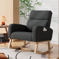 Schaukelstuhl mit Armlehnen – je zwei Taschen an den Armlehnen – verstellbare Rückenlehne – Massivholzbeine – Sherpa-Stoff – Stillstuhl – Dunkelgrau Schaukelstuhl mit Armlehnen – je zwei Taschen an den Armlehnen – verstellbare Rückenlehne – Massivholzbeine – Sherpa-Stoff – Stillstuhl – Dunkelgrau von EIFSON