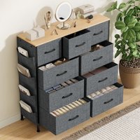 Schubladenschrank 99x30x100 cm, mit 9 Vlies-Schubladen, 4 Seitentaschen und Holzoberfläche, Aufbewahrungseinheit - Grau Schubladenschrank 99x30x100 cm, mit 9 Vlies-Schubladen, 4 Seitentaschen und Holzoberfläche, Aufbewahrungseinheit - Grau von EIFSON