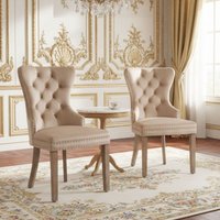 Set mit 2 Esszimmerstühlen - mit Ziernägeln - Massivholzkonstruktion - Samt - moderner Polsterstuhl - Beige Set mit 2 Esszimmerstühlen - mit Ziernägeln - Massivholzkonstruktion - Samt - moderner Polsterstuhl - Beige von EIFSON