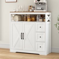 Sideboard 100x40x105 cm - mit 3 Schubladen - 2 Türen - verstellbaren Regalen - im skandinavischen Stil - für Küche und Wohnzimmer - Weiß von EIFSON