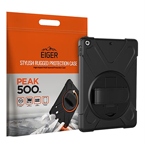 EIGER Peak 500m Schutzhülle für Apple iPad 10.2 (2019), robust, mit 360 Grad drehbarem Ständer, Schwarz von EIGER