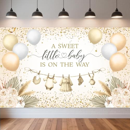 Goldenes Boho-Banner für Babypartys – neutrale Geschlechtsoffenbarung, Party-Dekoration, "A Sweet Little Baby is On The Way" Banner für Neugeborene, Babyparty-Dekorationen Goldenes Boho-Banner für Babypartys – neutrale Geschlechtsoffenbarung, Party-Dekoration, "A Sweet Little Baby is On The Way" Banner für Neugeborene, Babyparty-Dekorationen von EIGHTSTATES