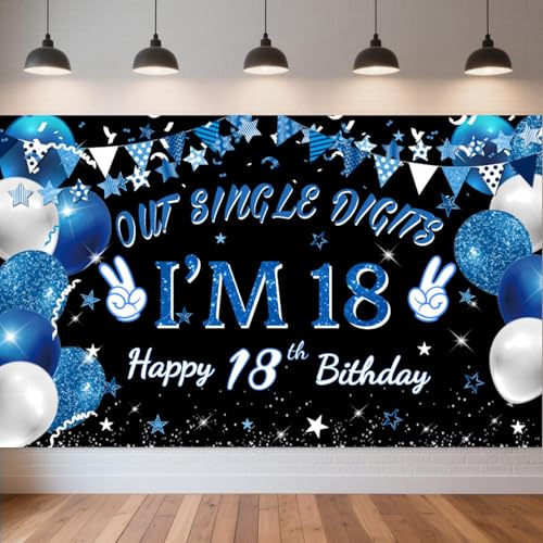 Happy 18th Birthday Banner Out Single Digits I'm 18 Backdrop 18th Birthday Decoration Backdrop Banner for Boys Girls Party Decorations Photo Background Happy 18th Birthday Banner Out Single Digits I'm 18 Backdrop 18th Birthday Decoration Backdrop Banner for Boys Girls Party Decorations Photo Background von EIGHTSTATES
