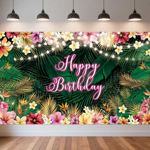 Hawaiianisches Geburtstagsbanner tropischer Hintergrund, groß, Happy Birthday, Sommer, Banner, Hintergrund, Hawaiianische Geburtstagsparty-Dekoration für Innen- und Außenfeiern Hawaiianisches Geburtstagsbanner tropischer Hintergrund, groß, Happy Birthday, Sommer, Banner, Hintergrund, Hawaiianische Geburtstagsparty-Dekoration für Innen- und Außenfeiern von EIGHTSTATES
