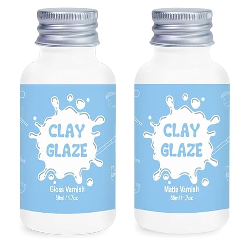 2 x 50ml Air Dry Clay Glaze，glasuren für ton lufttrocknend,ton glasur ohne brennen, Tontöpfe zur Verhinderung von Rissen, Kratzern und Abrieb von Ton, auch mit Glanzglasur-Effekt (glänzend+Matte) von EIGTWEN