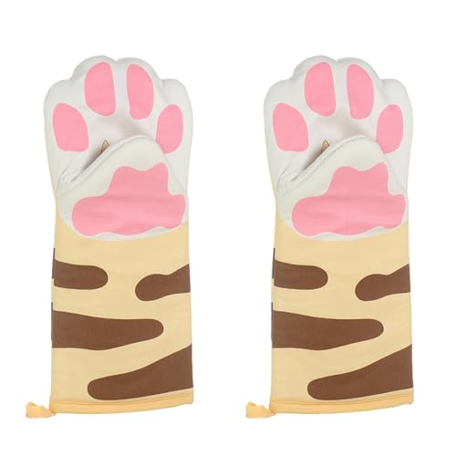 EIHI 1 Paar Backhandschuhe Bis Zu 400 °C Hitzebeständige Ofenhandschuhe, Ofenhandschuhe Hitzebestaendig, BBQ Topfhandschuhe, Kochhandschuhe Katze Motiv Küche Kochen Backen Grillen,Oven Gloves von EIHI