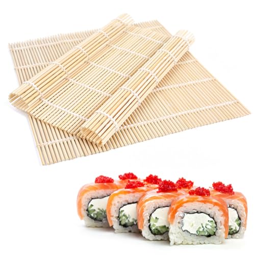 EIHI 2 Stück Bambus Sushi Rollen,24 * 24Cm Bambusmatte Sushi, Sushi Rollmatte Im Japanischen Stil,Sushi Matte, Sushi Roller, Sushi Bambus Vorhang Anfänger DIY Bambus Rollmatte Für Küchen von EIHI