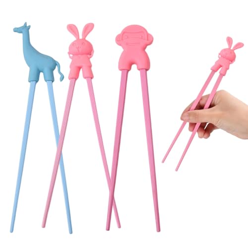 EIHI 3 Paar Essstäbchen Für Kinder,Länge 220 Mm,Essstäbchen Panda, Wiederverwendbare Rutschfeste Essstäbchen, Training Essstäbchen,Asiatische Geschirr,Finger Chopsticks (3 Muster,B) von EIHI