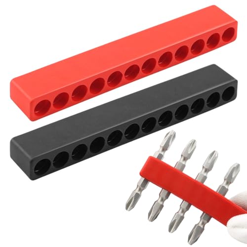 EIHI Bithalter, 2 teiliger Sechskant Bithalter Magnetisch - Bit Aufbewahrung Set Organizer - Magnetischer Werkzeug-Organizer in Rot und Schwarz von EIHI