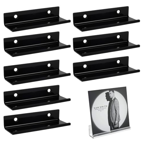 EIHI Schallplatten Wandhalterung Platten Regal 8 Teiliges Set,cd Regal,Acryl-Plattenregal,Plattenregal können Ihre Lieblingsplatten oder Sammlerstücke anzeigen(Schwarz) von EIHI