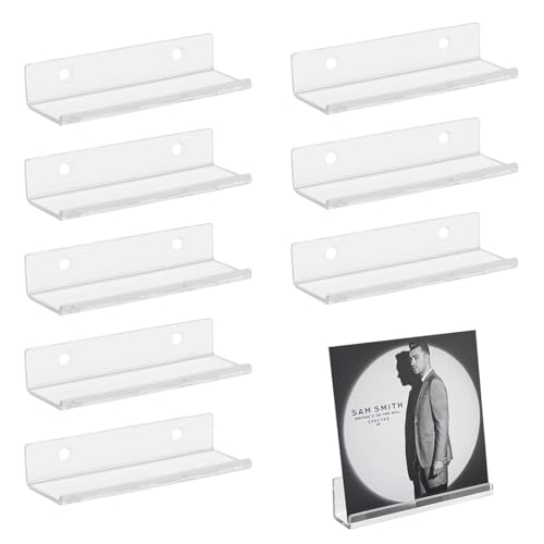 EIHI Schallplatten Wandhalterung Platten Regal 8 Teiliges Set,cd Regal,Acryl-Plattenregal,Plattenregal können Ihre Lieblingsplatten oder Sammlerstücke anzeigen(Transparent) von EIHI