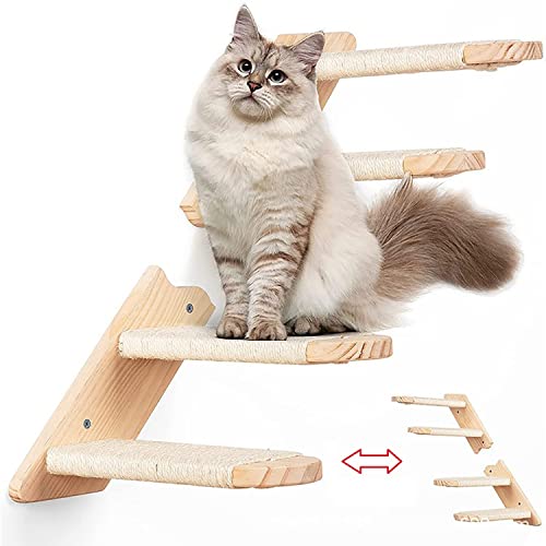 Katzentreppe mit Natürlicher Jute für die Wand, innen Kletterwand Katzenmöbel,Umkehrbar Montiertes Katzenkletterregal für Katze Klettern Spielen Faulenzen von EIKADA