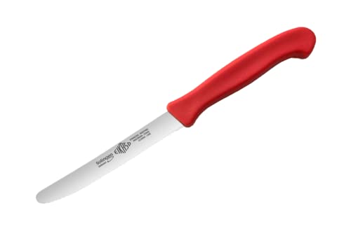 EIKASO | MADE IN SOLINGEN - Frühstücksmesser/Tafelmesser mit Wellenschliff; 11cm Klingenlänge; perfekt geeignet für Frühstück & Allzweck (Rot) von EIKASO