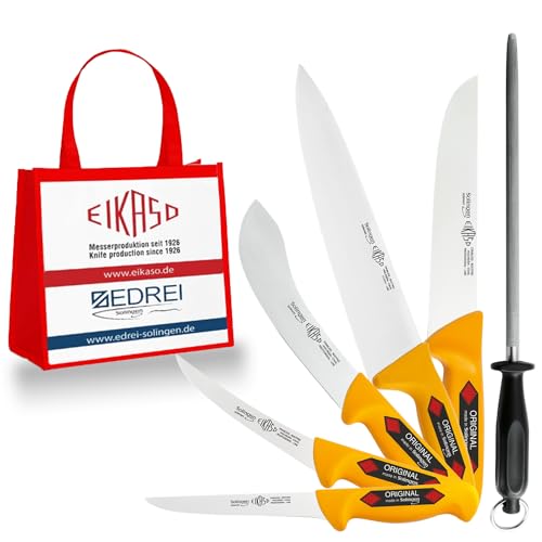 EIKASO Solingen Germany Messerset 6-teilig - Fleischmesser mit exzellenter Schärfe für weniger Kraftaufwand beim Schneiden - Profi Metzgermesser Set von EIKASO